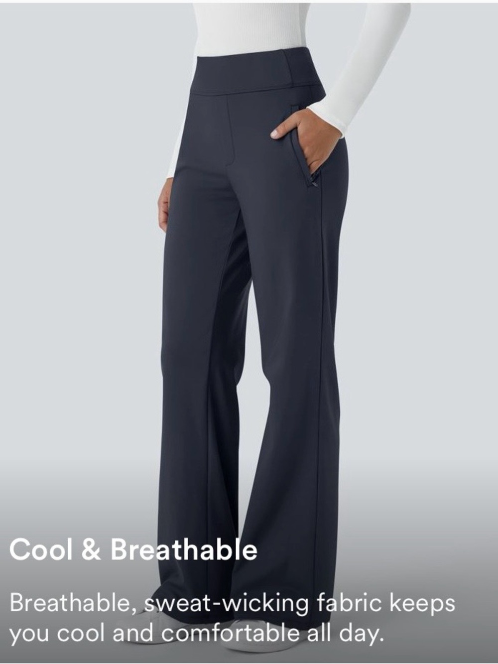 HALARA Flex™ DayStretch Mid Rise Side Zipper Pocket Work Flare Pants - Picture 14 of 14